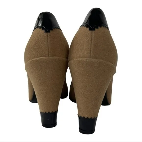 Marc by Marc Jacobs Slip On Brown Suede W/ Black Bow Heels Shoes Size 39 1/2