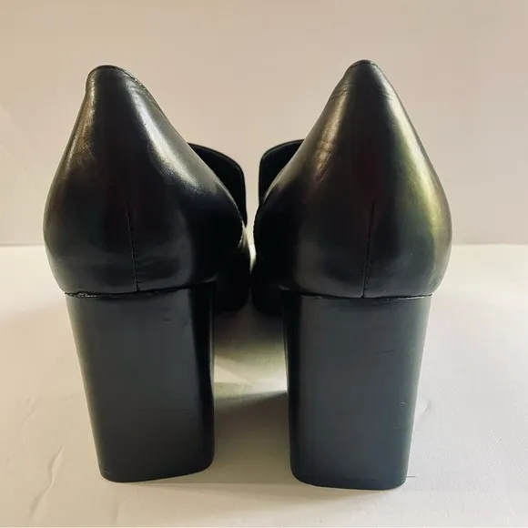 Marc Fisher Black Leather Heeled Loafers Size 9.5