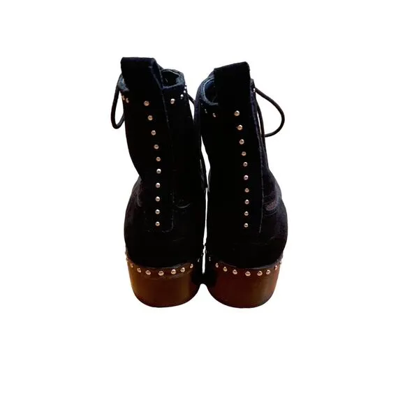 Marc Fisher LTD Cassidey Studded Suede Shimmer Ankle Combat Boots Size 7.5