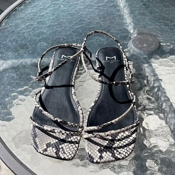 Marc Fisher Ltd. Women’s size 8 leather, snakeskin well made brand fun sandals.