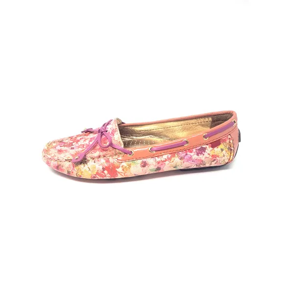 Marc Joseph New York Cypress Hill Floral Leather Flats Sz 7.5 Slip On Shoes