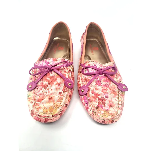 Marc Joseph New York Cypress Hill Floral Leather Flats Sz 7.5 Slip On Shoes