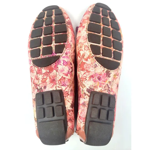 Marc Joseph New York Cypress Hill Floral Leather Flats Sz 7.5 Slip On Shoes