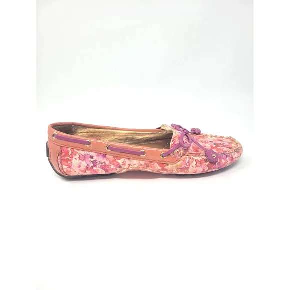 Marc Joseph New York Cypress Hill Floral Leather Flats Sz 7.5 Slip On Shoes