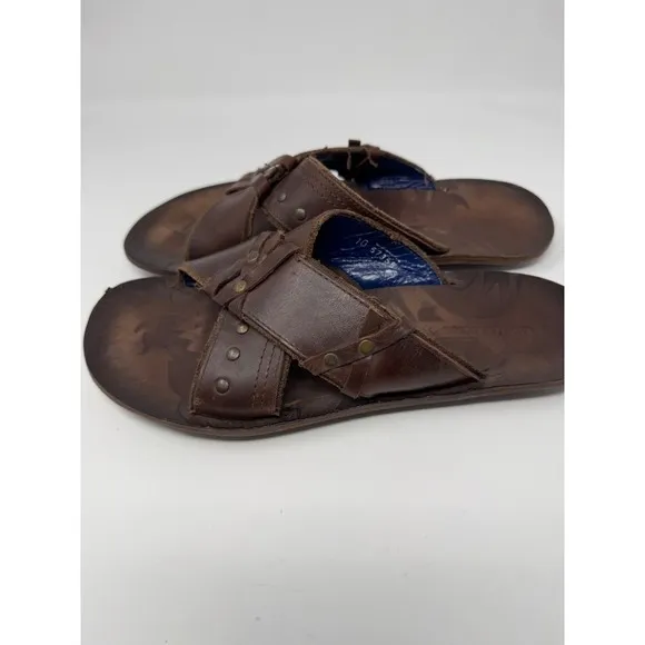 Mark Nason Men's Brown‎ Leather Sandals Distressed Slides Sz 10