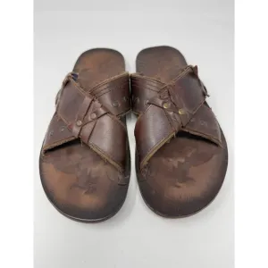 Mark Nason Men's Brown‎ Leather Sandals Distressed Slides Sz 10