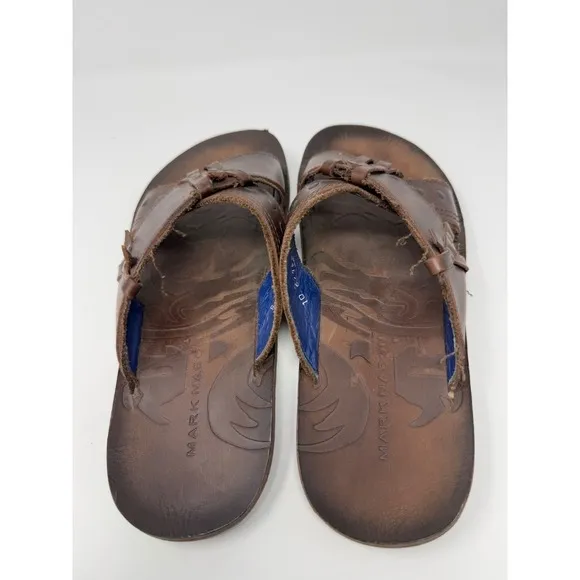 Mark Nason Men's Brown‎ Leather Sandals Distressed Slides Sz 10