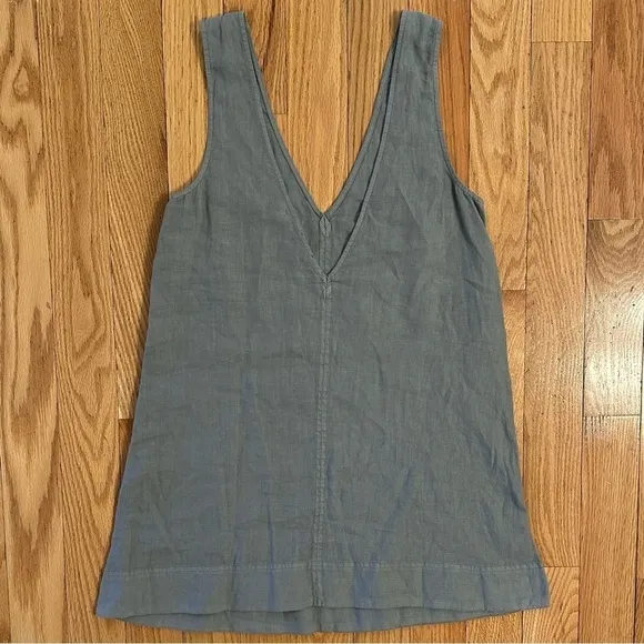 Mary Lawless Lee x Splendid Linen Mini Dress V-neck Sleeveless Sage Green XS