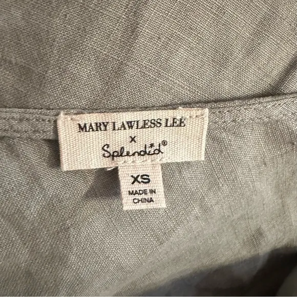 Mary Lawless Lee x Splendid Linen Mini Dress V-neck Sleeveless Sage Green XS