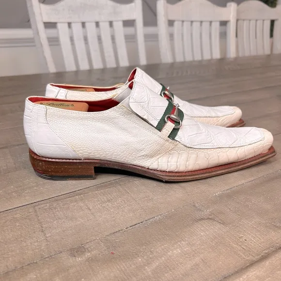 Mauri Mens Genuine Crocodile Dress Shoes Size 11 M‎ White Cream 44153 558