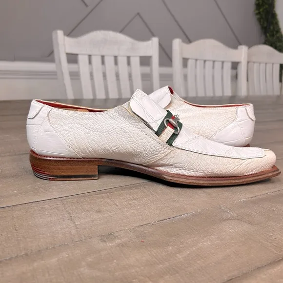 Mauri Mens Genuine Crocodile Dress Shoes Size 11 M‎ White Cream 44153 558