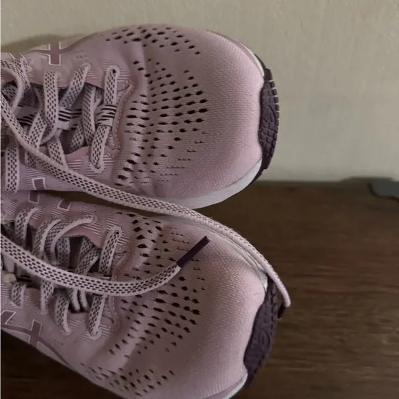 Mauve pink ASICS running shoes