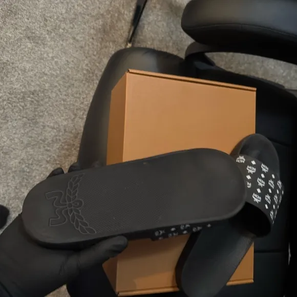 MCM Black Slide Sandals