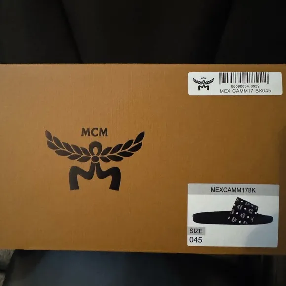 MCM Black Slide Sandals