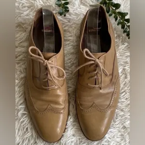 Men Bruno Magli Sz 8 brown leather Italian casual business lace up Oxford shoes
