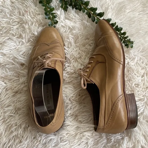 Men Bruno Magli Sz 8 brown leather Italian casual business lace up Oxford shoes