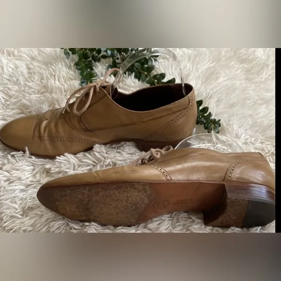 Men Bruno Magli Sz 8 brown leather Italian casual business lace up Oxford shoes