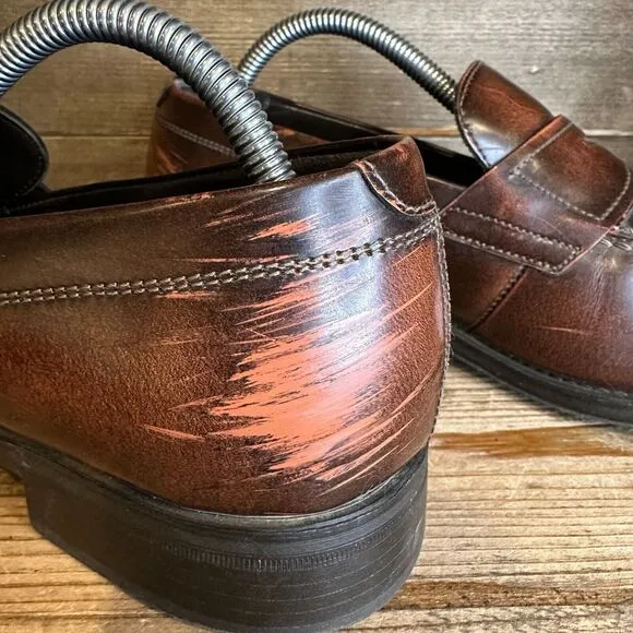 Mens A. Testoni Brown Leather Slip On Dress Penny Loafers Shoes Size 9.5 M GUC‎