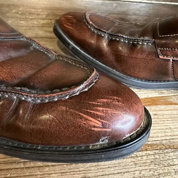 Mens A. Testoni Brown Leather Slip On Dress Penny Loafers Shoes Size 9.5 M GUC‎