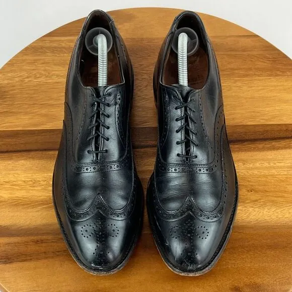 Mens Allen Edmonds Chester Black Leather Wingtip Brogue Dress Shoes Size 10.5 AA