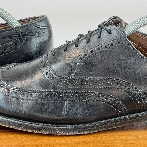 Mens Allen Edmonds Chester Black Leather Wingtip Brogue Dress Shoes Size 10.5 AA