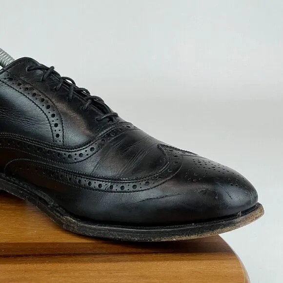 Mens Allen Edmonds Chester Black Leather Wingtip Brogue Dress Shoes Size 10.5 AA