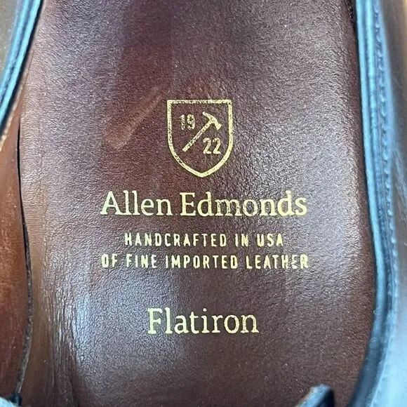 Mens Allen Edmonds Flatiron Black Leather Brogue Oxford Dress Shoes Size 8.5‎ D