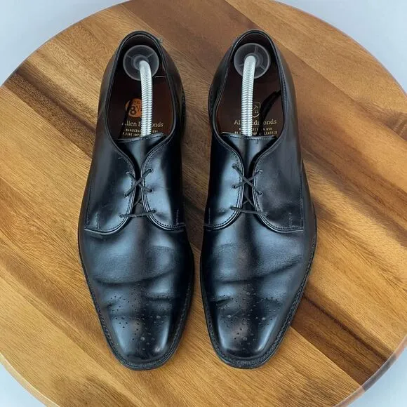 Mens Allen Edmonds Flatiron Black Leather Brogue Oxford Dress Shoes Size 8.5‎ D