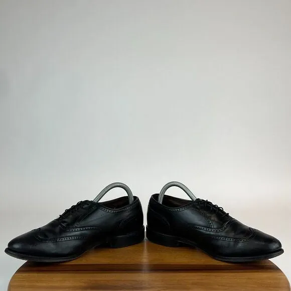 Mens Allen Edmonds Marlow Black Leather Wingtip Brogue Dress Shoes Size 8 D GUC‎