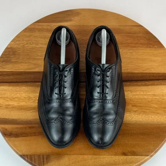 Mens Allen Edmonds Marlow Black Leather Wingtip Brogue Dress Shoes Size 8 D GUC‎