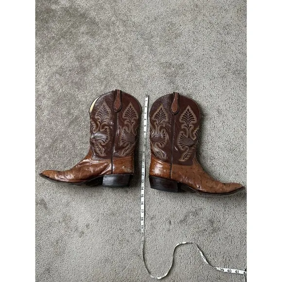 Mens Cowboy Boots 90s Honcho Boots Western Brown Leather Texas USA, Size 12 D
