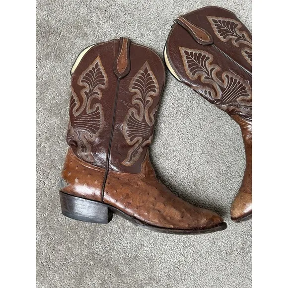 Mens Cowboy Boots 90s Honcho Boots Western Brown Leather Texas USA, Size 12 D