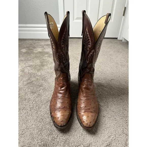Mens Cowboy Boots 90s Honcho Boots Western Brown Leather Texas USA, Size 12 D
