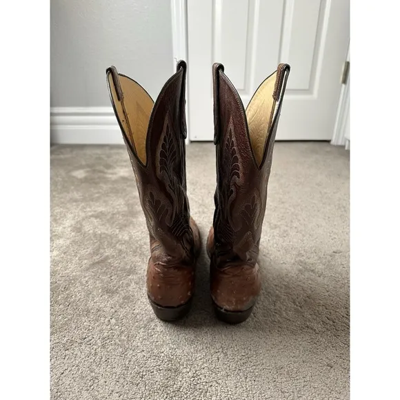 Mens Cowboy Boots 90s Honcho Boots Western Brown Leather Texas USA, Size 12 D