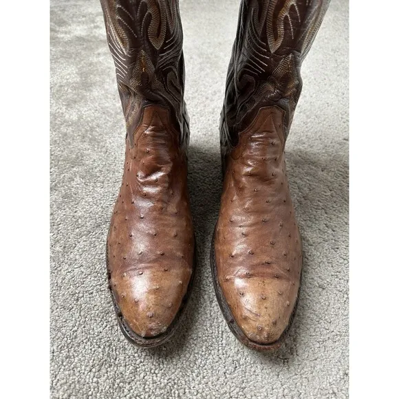 Mens Cowboy Boots 90s Honcho Boots Western Brown Leather Texas USA, Size 12 D