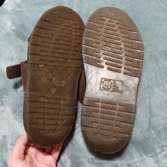 Men's Dr. MartensBrown Chunky Heavy Slip On Leather Brown Sandals Buckle Size 12