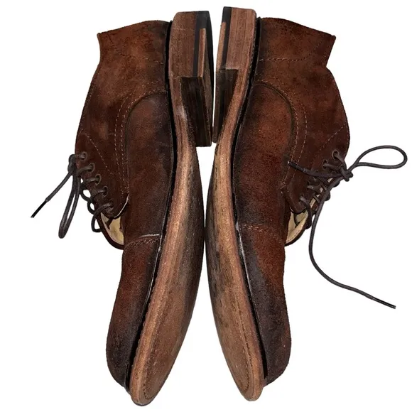 Men’s Frye Brown Burnished Suede Leather Paul Bal Oxford Shoes size 11.5