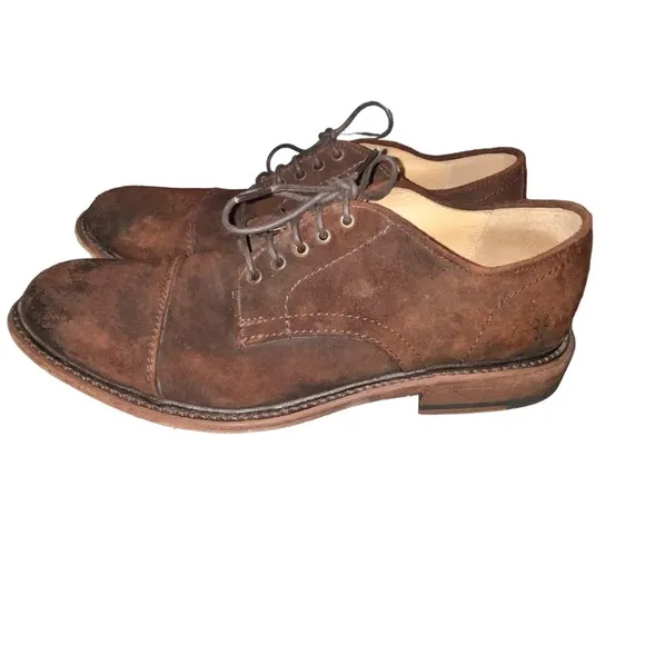 Men’s Frye Brown Burnished Suede Leather Paul Bal Oxford Shoes size 11.5