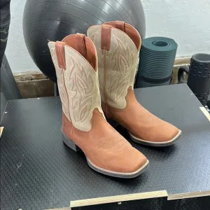 Men's Justin Boots Sz 12D Tan and Cream Western Boot