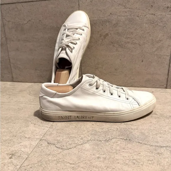 Men's White Leather Saint Laurent Sneakers