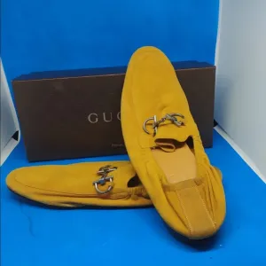 Men's Yellow Mustard Suede Horsebit Driver…