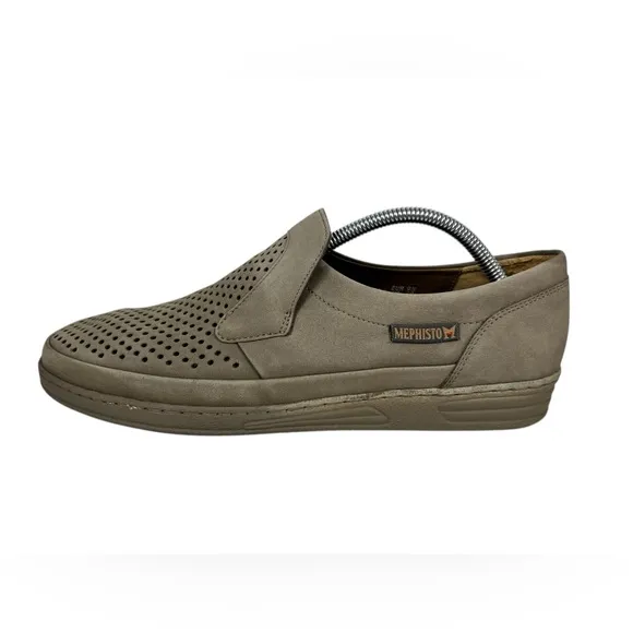 Mephisto Air Jet Shoes Mens 10 Green Loafers Slip On Nubuck Perforated Leather
