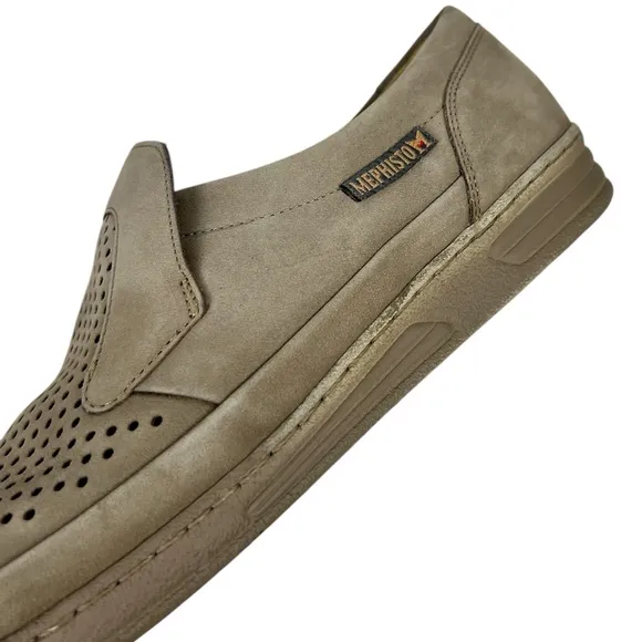 Mephisto Air Jet Shoes Mens 10 Green Loafers Slip On Nubuck Perforated Leather