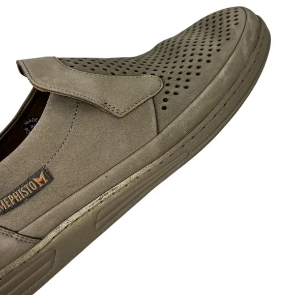Mephisto Air Jet Shoes Mens 10 Green Loafers Slip On Nubuck Perforated Leather