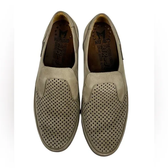 Mephisto Air Jet Shoes Mens 10 Green Loafers Slip On Nubuck Perforated Leather