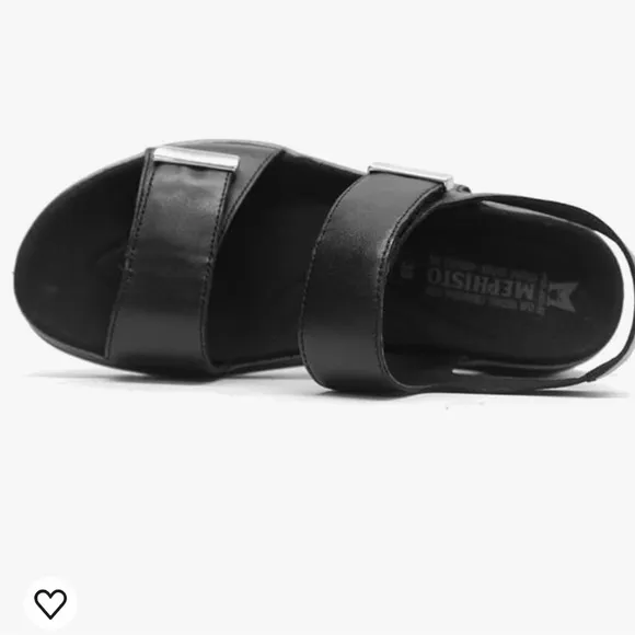 MEPHISTO DOMINICA BLACK LEATHER DAD SANDALS . Size 36