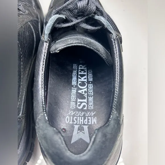 MEPHISTO Slacker Air Relax Black Leather Casual Walking Shoes Mens US 11