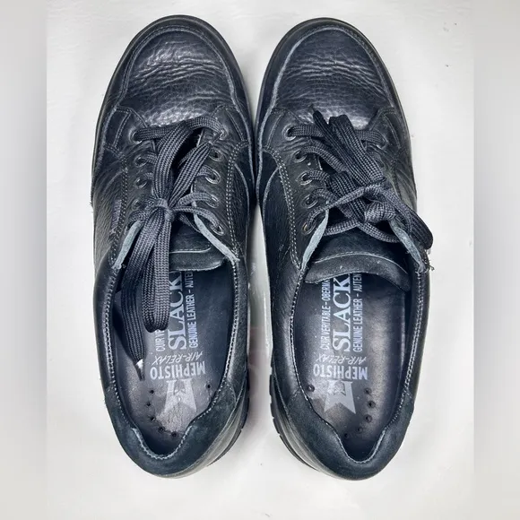 MEPHISTO Slacker Air Relax Black Leather Casual Walking Shoes Mens US 11