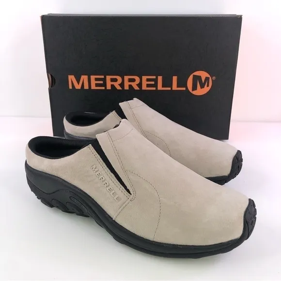 MERRELL Jungle Moc Slide Men 11.5M Off-White Taupe Slip On Outdoor Casual