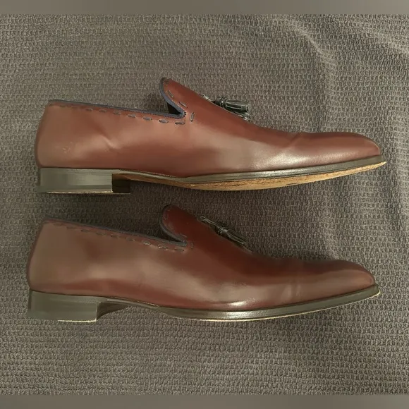 Mezlan Brown &amp; Navy Tassel Leather Loafers 11.5M
